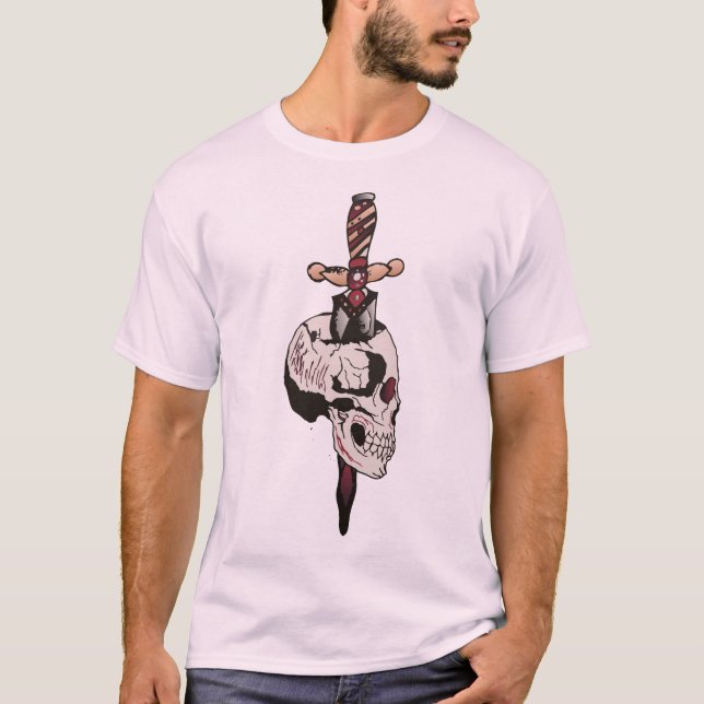 Tattoo crane transperce dague old school kopf T-Shirt (Vorderseite)