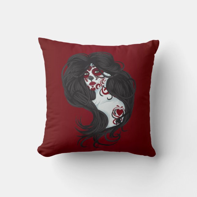 Tattoo Day of the Dead Sugar Couch Throw Kissen (Vorderseite)