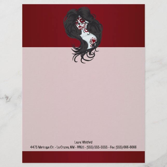 Tattoo Day of the Dead Sugar Letterhead Stationery Briefbogen (Vorderseite)