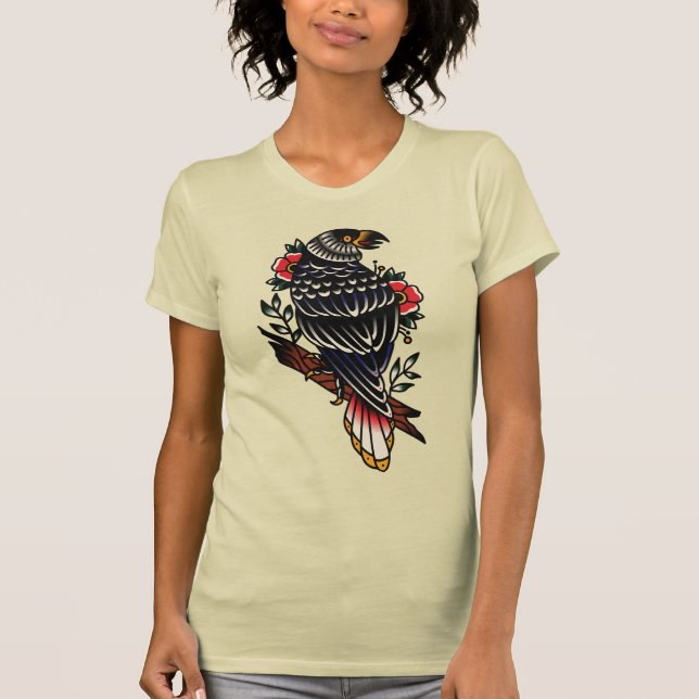 Tattoo Design Graphic Raven Crow Old School T-Shirt (Vorderseite)