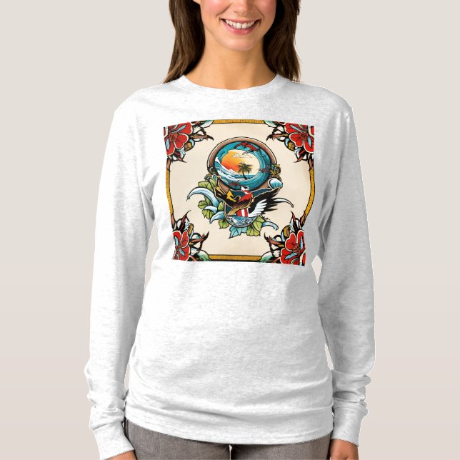 Tattoo Design - T - Shirt für hellfarbige Hintergr (Vorderseite)