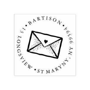 TATTOO ENVELOPE Brief RUNDE RÜCKSENDEADRESSE Gummistempel