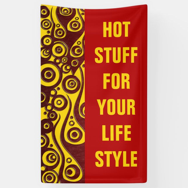 Tattoo Flammen & Kreise rot + Ihr Rücken. Idee Banner (Vertikal)