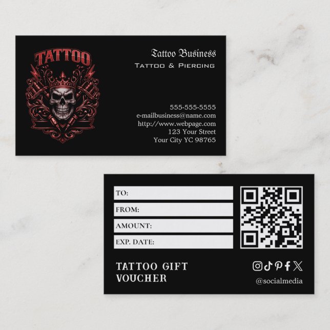 Tattoo-Geschenkgutschein Visitenkarte (Vorne/Hinten)