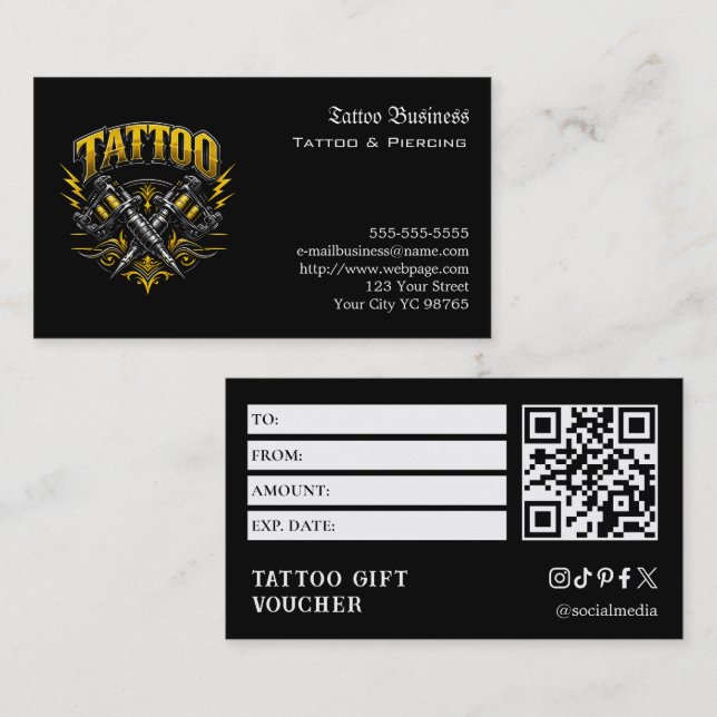 Tattoo-Geschenkgutschein Visitenkarte (Vorne/Hinten)