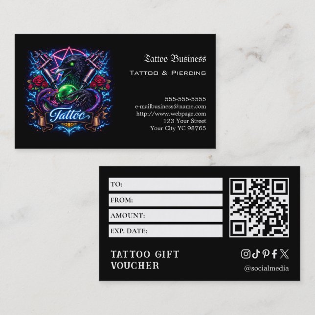 Tattoo-Geschenkgutschein Visitenkarte (Vorne/Hinten)