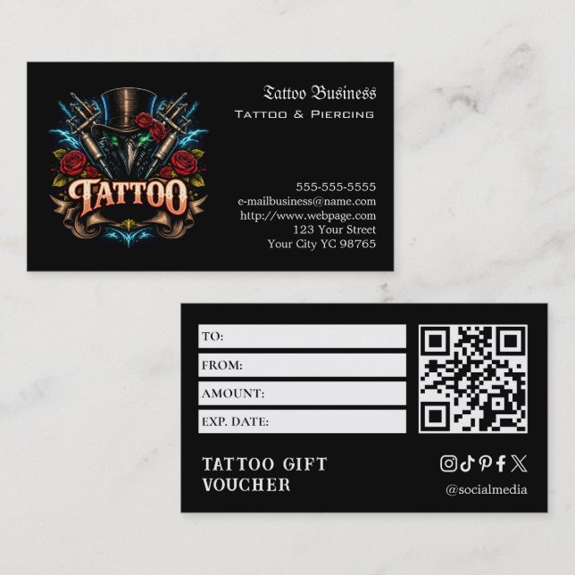 Tattoo-Geschenkgutschein Visitenkarte (Vorne/Hinten)