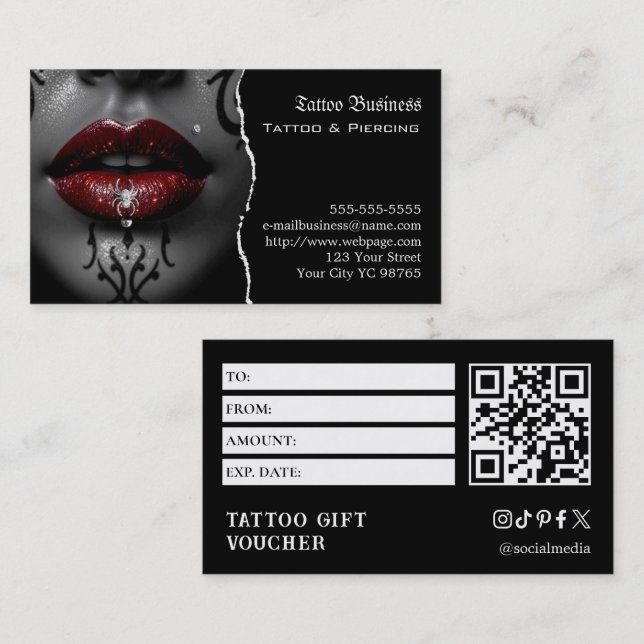 Tattoo-Geschenkgutschein Visitenkarte (Vorne/Hinten)