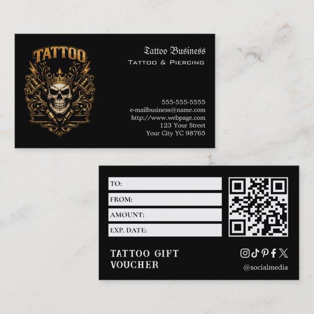 Tattoo-Geschenkgutschein Visitenkarte (Vorne/Hinten)