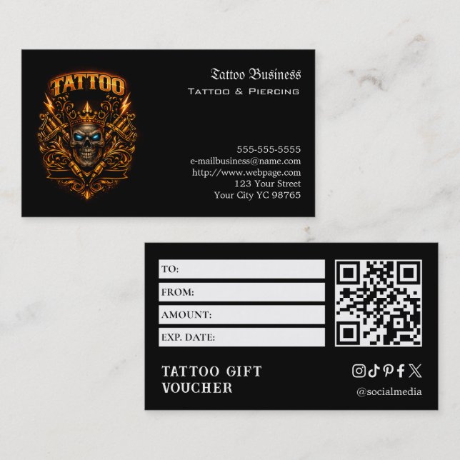 Tattoo Gift Voucher Visitenkarte (Vorne/Hinten)