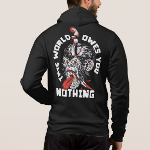 Tattoo gorille the world owes you nothing slogan hoodie