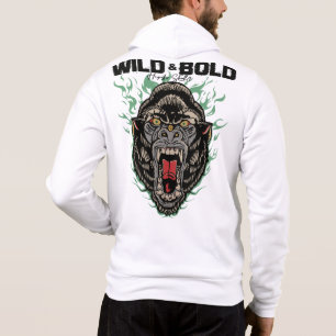 Tattoo gorille wild und bold slogan old school gra hoodie