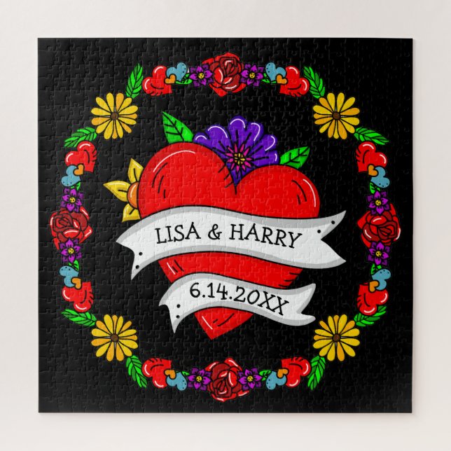 Tattoo Graffiti Art Wedding Bridge and Groom Puzzle (Vertikal)