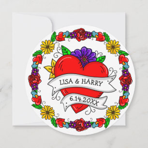 Tattoo-Graffiti-Kunststil-Hochzeit Save the Date Einladung