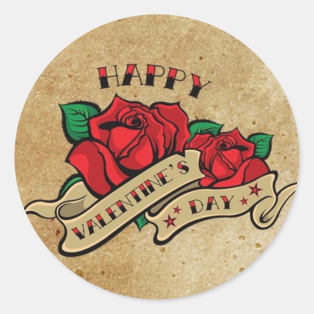 Tattoo Happy Valentine's Day Rose Aufkleber (Vorderseite)