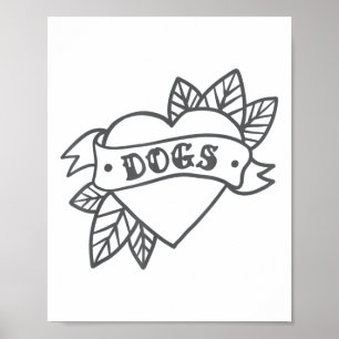 Tattoo Heart Shirt Hunde Vintages Clic Geschenk _1 Poster
