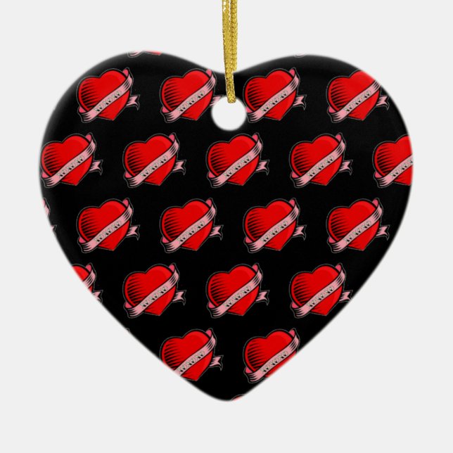 Tattoo Hearts Keramik Ornament (Vorne)