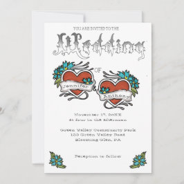 Tattoo Hearts und Tattooed Letters Wedding Einladung