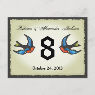Tattoo-Hochzeitstisch-Nummernkarte Postkarte