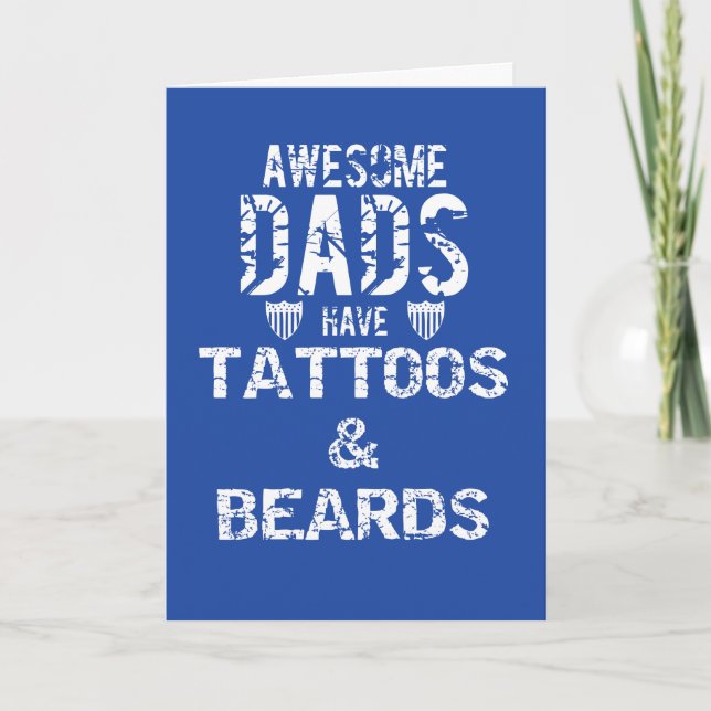 Tattoo Ink Beards & Mustaches Papa Greeting Cards Karte (Vorderseite)