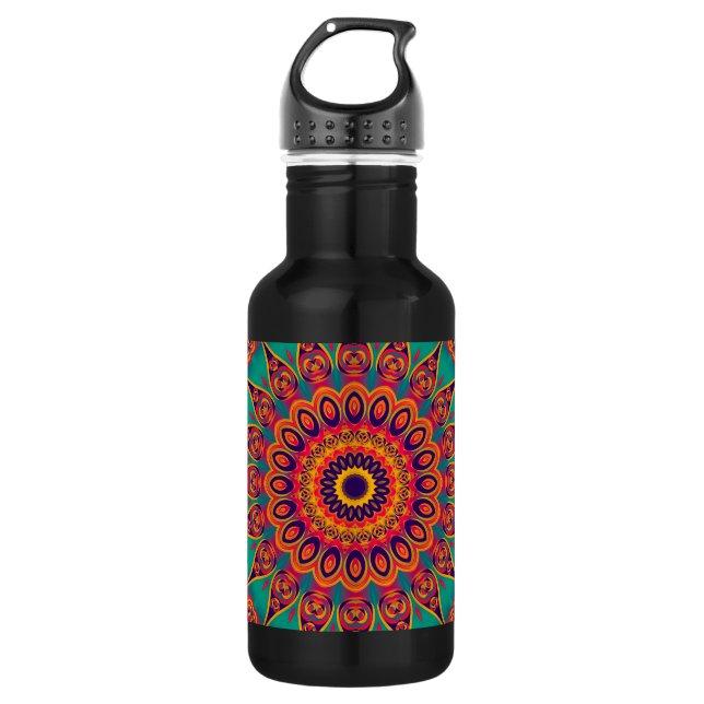 Tattoo Kaleidoscope Fraktal Edelstahlflasche (Vorderseite)