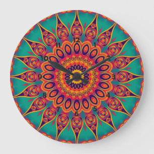 Tattoo Kaleidoskop-Fraktal Große Wanduhr