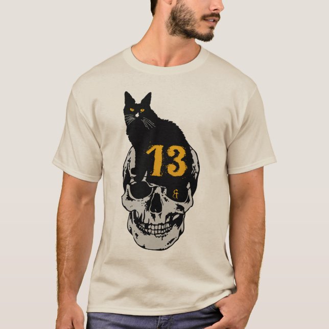 Tattoo Katze Todeskopf Crane 13 Numero Malh T-Shirt (Vorderseite)
