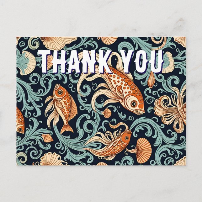 Tattoo Koi Fish Vielen Dank Postcard Postkarte (Vorderseite)