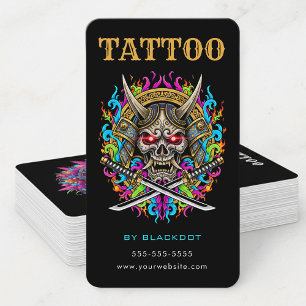 Tattoo-Künstler-Samurai-Skull-Tattoo-Studio-QR-Cod Visitenkarte