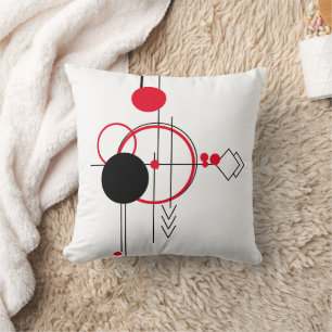 Tattoo Linework Simple Black Red White Geometric Kissen