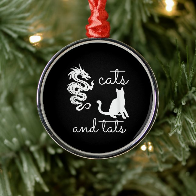 Tattoo Lover spendet Katzen und Tats Dragon Kitten Ornament Aus Metall (Baum)