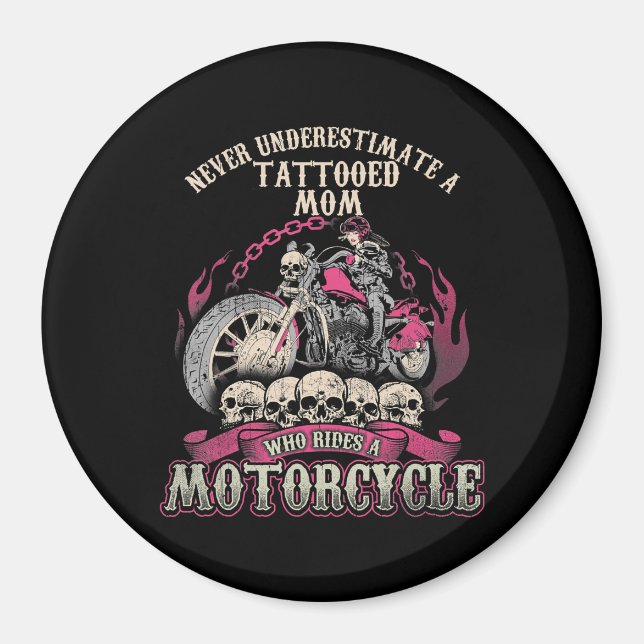 Tattoo Mama Biker nie unterschätzen Motorrad Magnet (Vorne)