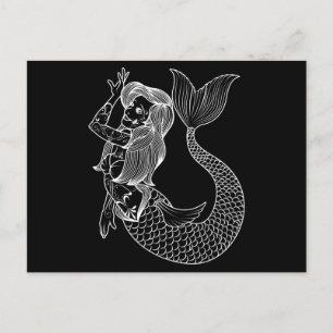 Tattoo Meerjungfrau Vintage Meerjungfrau Kunst Tat Postkarte