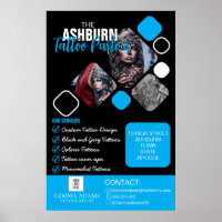 Tattoo Parlor Poster - Custom Black Blue