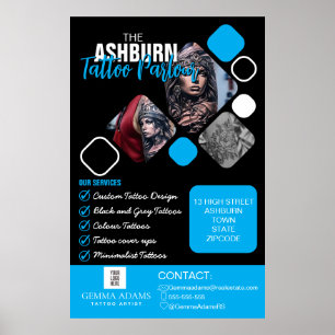 Tattoo Parlor Poster - Custom Black Blue