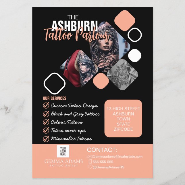 Tattoo Parlor Poster - Custom Black Blush Flyer (Vorne)