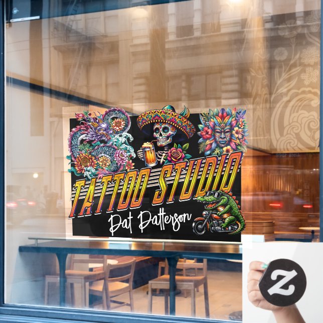 Tattoo Parlor - Studio Fensteraufkleber (Café-Fenster)