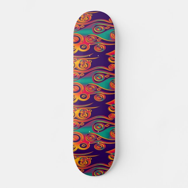 Tattoo Pattern Art - Flammen & Kreise Skateboard (Vorderseite)