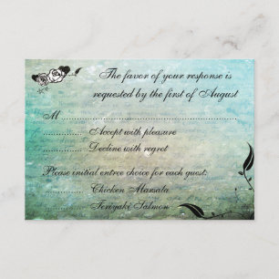 Tattoo Rose and Fluers Muerte Skull Empfang Card RSVP Karte