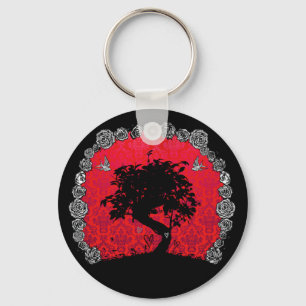 Tattoo Rose Bonsai Tree of Liebe Schluchten Schlüsselanhänger