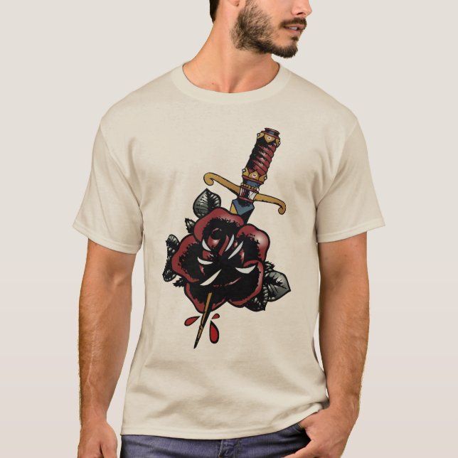 Tattoo Rosenmesser Doldenblüte Transperc T-Shirt (Vorderseite)