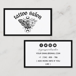 Tattoo Salon Butterfly Moth Black & White Visitenkarte