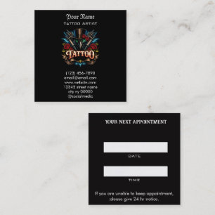 Tattoo-Salon-Erinnerungskarte für einen Termin