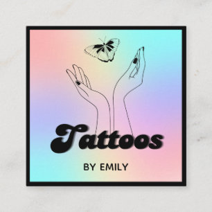 Tattoo Salon Mystical Butterfly Holographic Quadratische Visitenkarte
