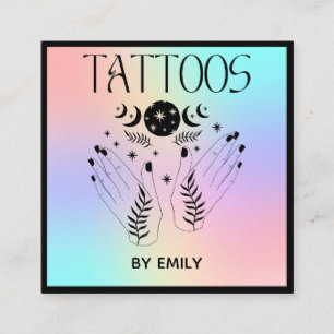 Tattoo Salon Mystical Holographic Quadratische Visitenkarte