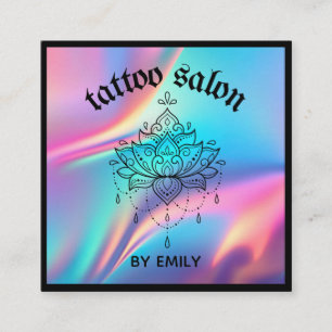 Tattoo Salon Mystical Holographic Quadratische Visitenkarte