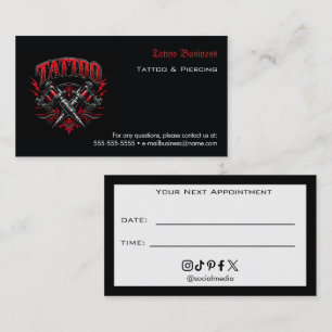 Tattoo-Salon-Termin-Erinnerung Geschäftskarte Visitenkarte