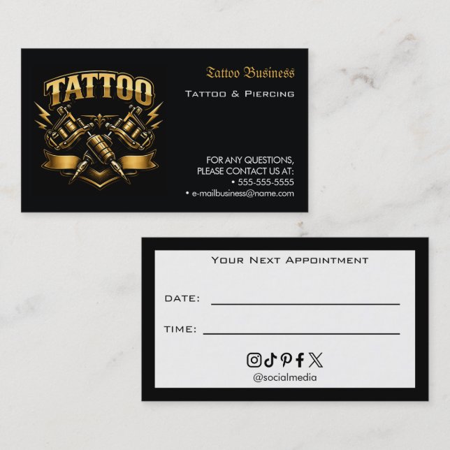 Tattoo-Salon-Termin-Erinnerung Visitenkarte (Vorne/Hinten)