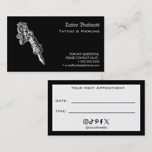 Tattoo-Salon-Termin-Erinnerung Visitenkarte (Vorne/Hinten)