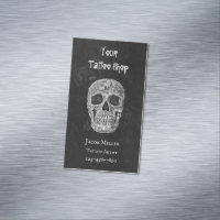 Tattoo Shop Gothic Black and White Skull Head